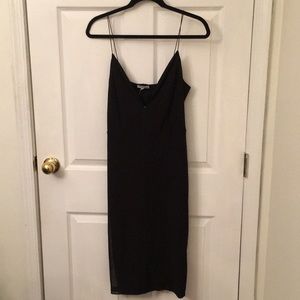 Sexy, Midi, Mesh Overlay Black Dress